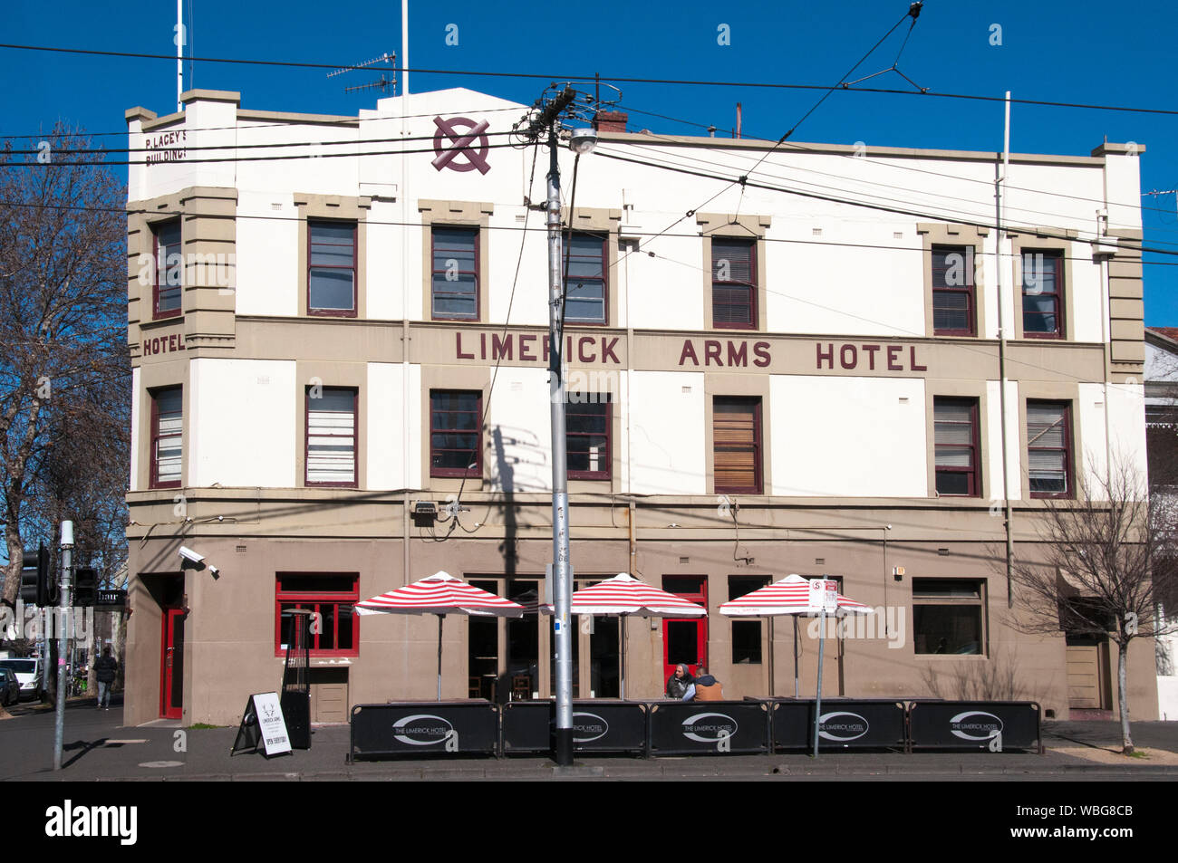 Auf der Höhe der Goldrausch im Jahre 1855 gegründet, die Limerick Arms Hotel in South Melbourne, Victoria, ist und bleibt ein Inbegriff Aussie Pub. Stockfoto
