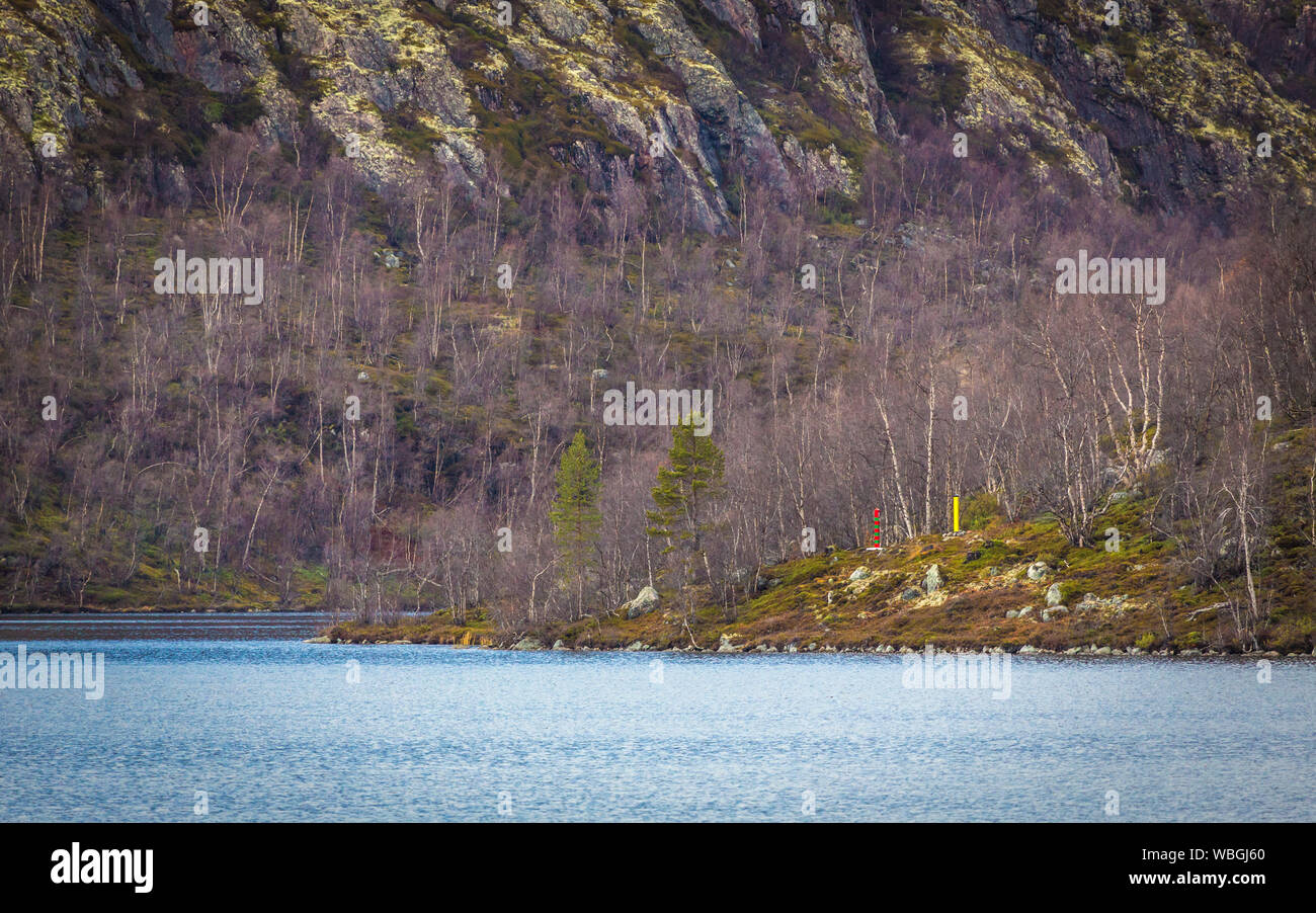 Zu Fuss bis an die russische Grenze in der Nähe von Kirkenes Stockfoto