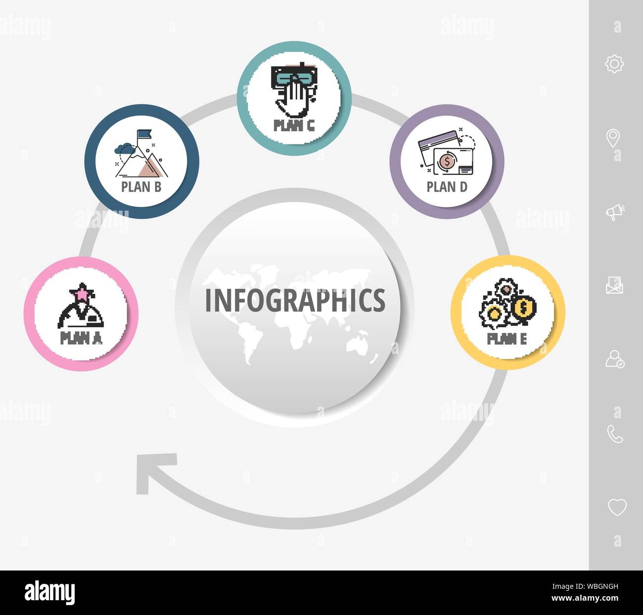 Vektor Infografiken flachbild Vorlage Tortendiagramm. Kreis Diagramm für Grafik, Präsentation, Business Konzept Möglichkeiten, Inhalte, Flussdiagramm, Timeline, Arbeit Stock Vektor