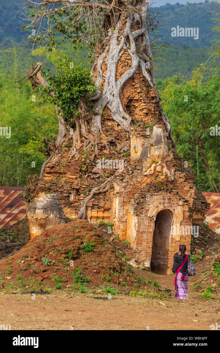 Die Shwe Indein Beerdigung stupas Stockfoto