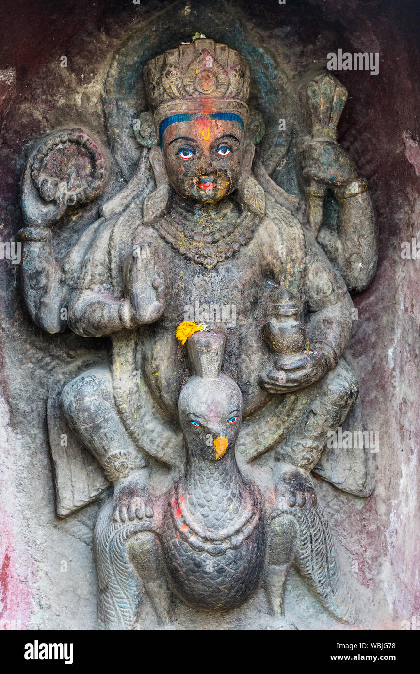 Hinduistische Gottheit Schrein in Kathmandu, Nepal Stockfoto