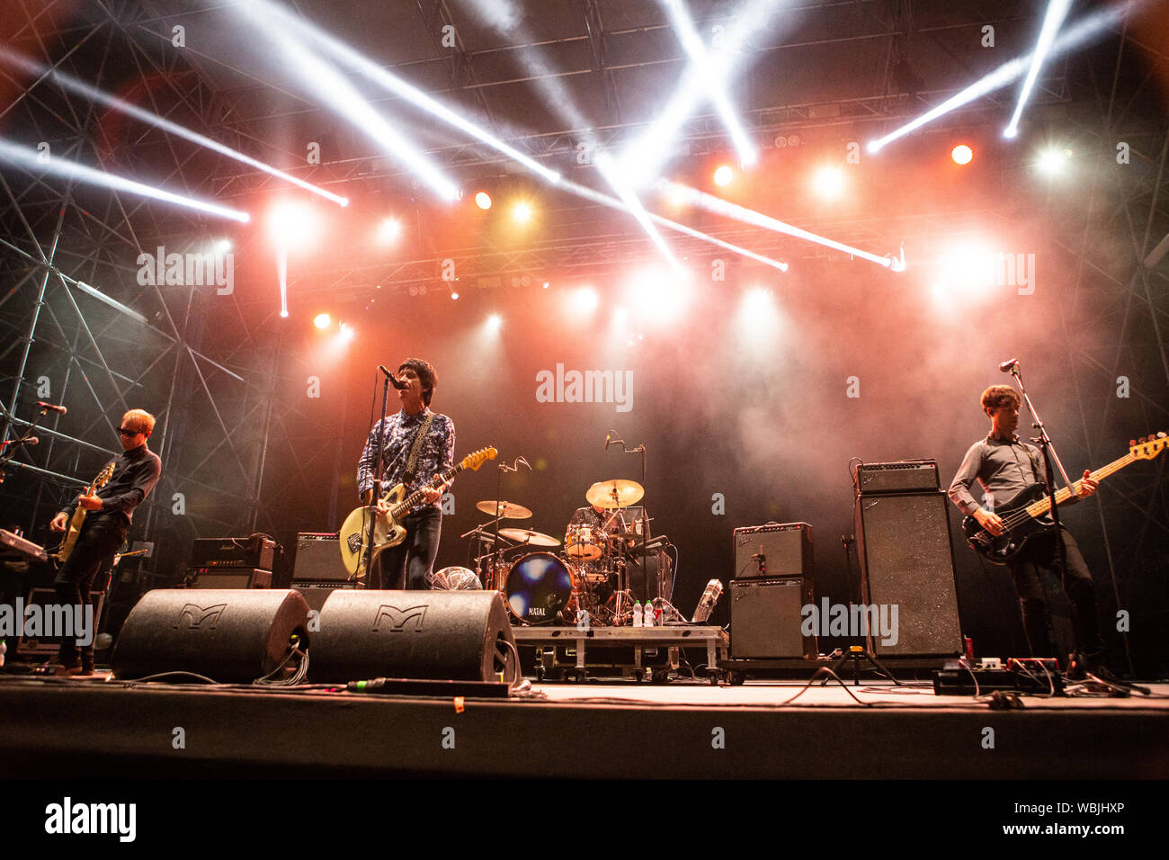 Turin Italien. 25. August 2019. Der englische Singer/Songwriter und Gitarrist Johnny Marr führt live auf der Bühne Spazio 211 während der "Heutige Festival 2019' Stockfoto