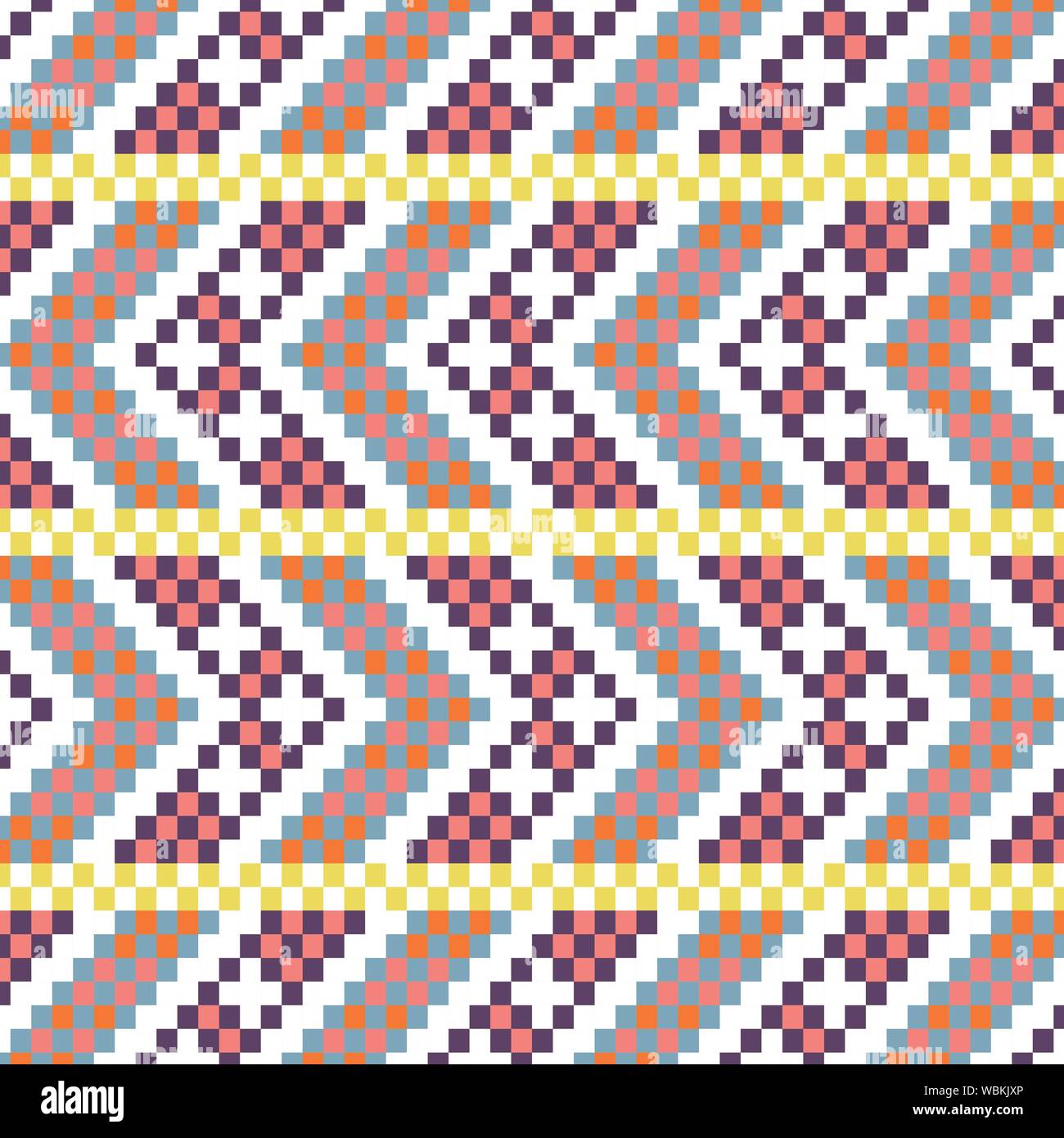 Dicker Pfeil Chevron nahtlose Muster pixelblöcke Formen Textur. Stock Vektor