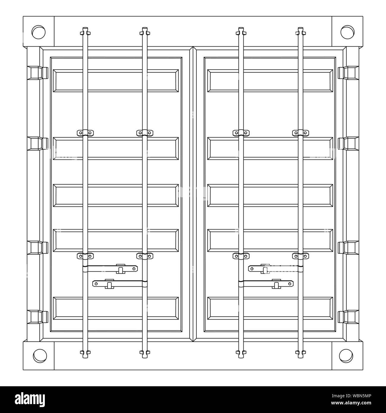 Versand Frachtcontainer. Überblick Vector Illustration Stock Vektor