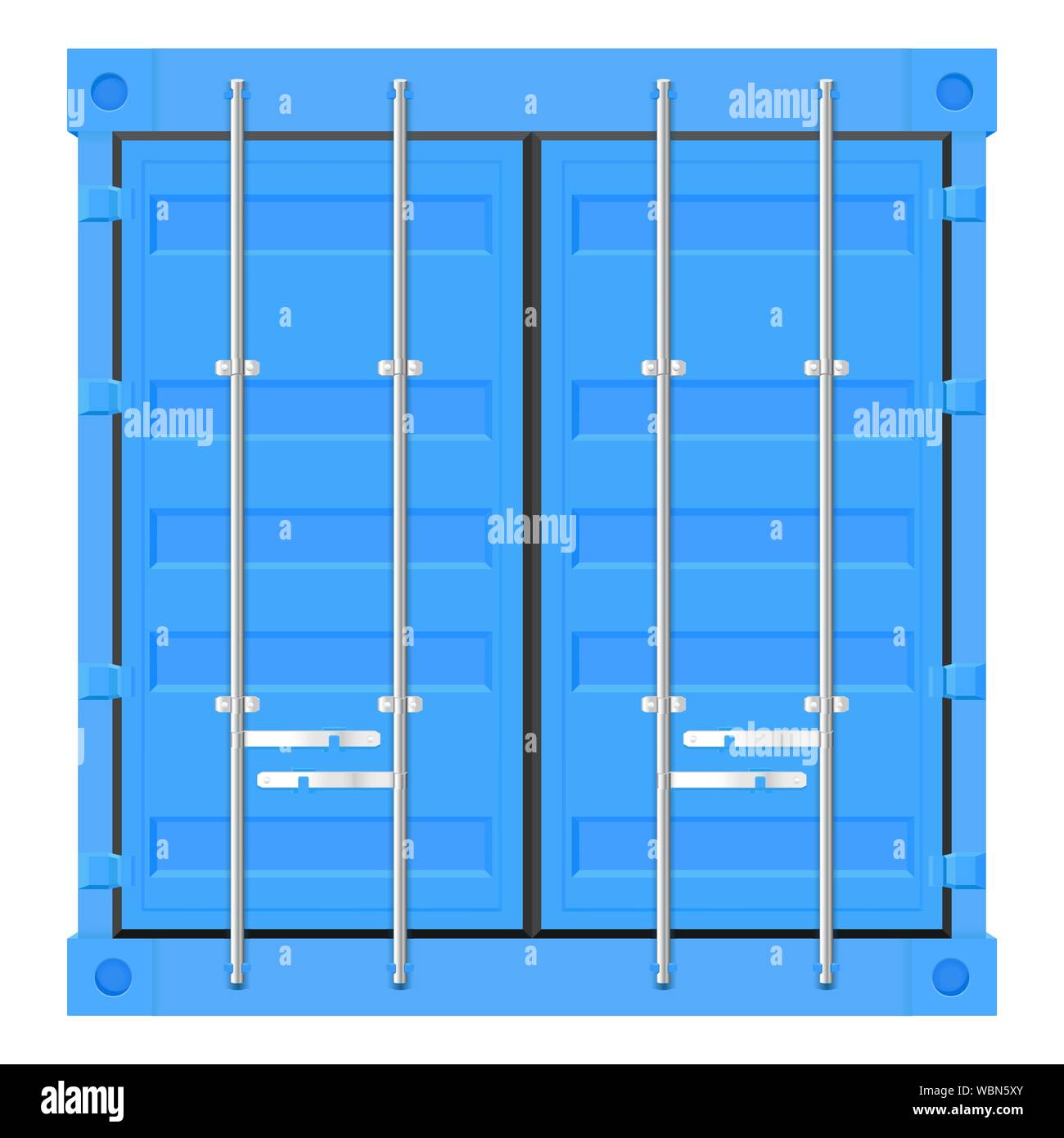 Versand Frachtcontainer. Blau intermodalen Container. Ansicht von vorn Stock Vektor