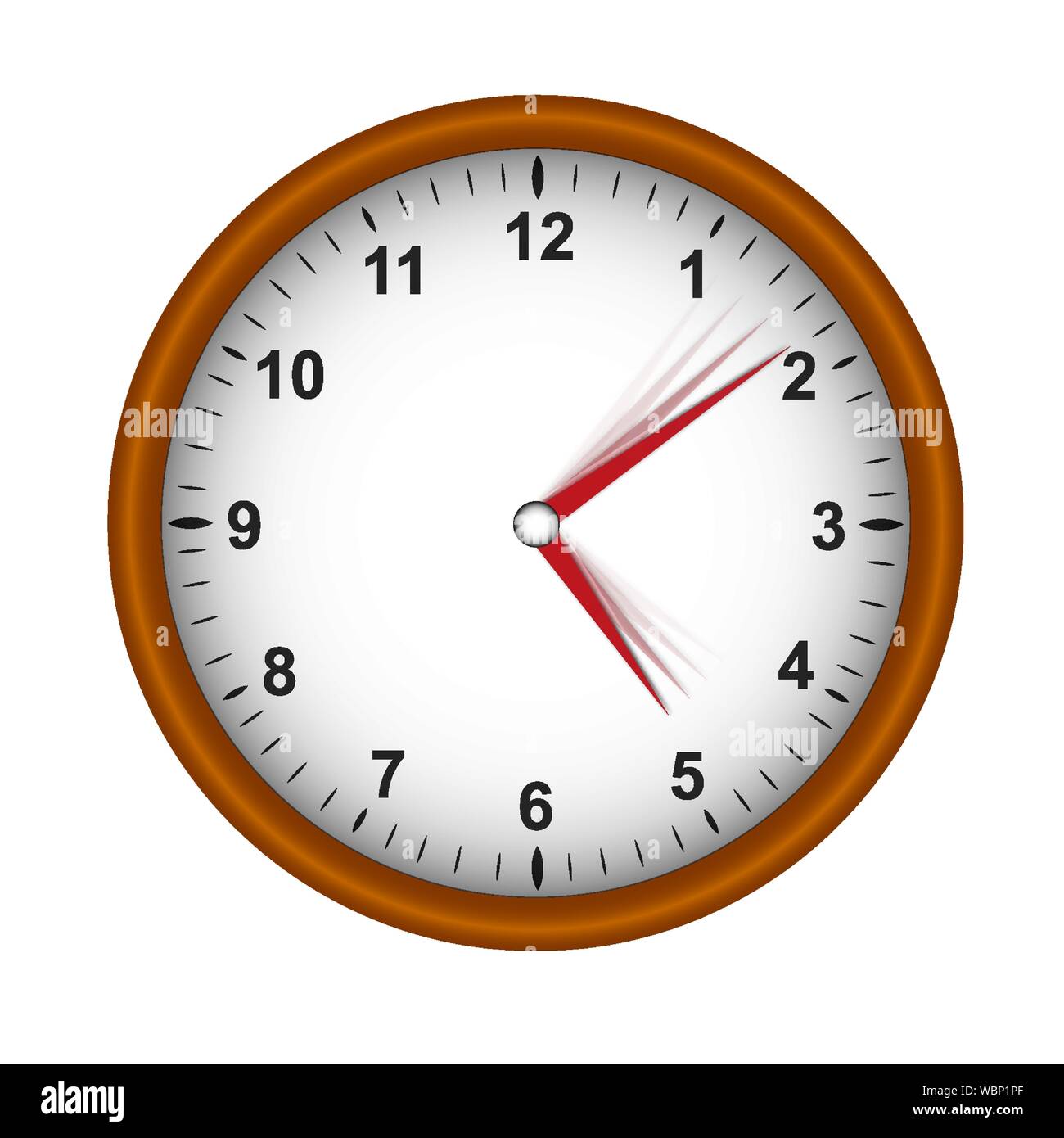 Uhr mit beweglichen Händen isoliert auf einem weißen Hintergrund. Vector Illustration Stock Vektor