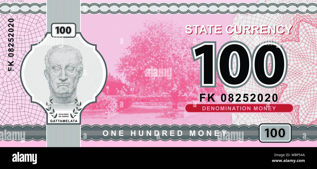 Vektor geld Banknoten Abbildung mit Porträt des Gattamelata von Donatello. Staatliche Währung. Rückseite von Geldscheinen. Gefälschtes Geld Stock Vektor