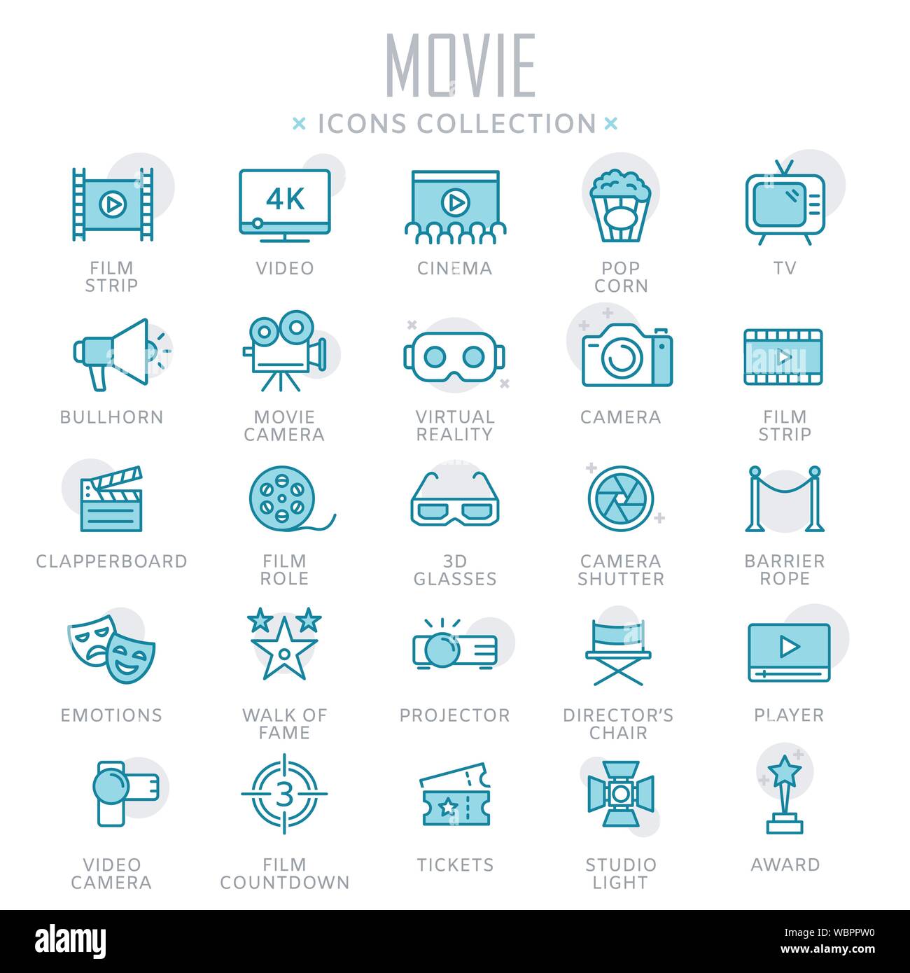 Sammlung von Film dünne Zeile für Symbole Stock Vektor