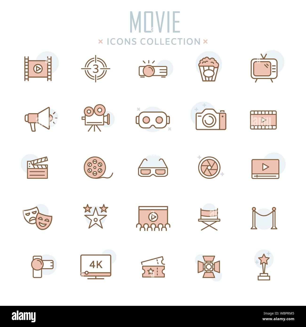 Sammlung von Film dünne Zeile für Symbole Stock Vektor