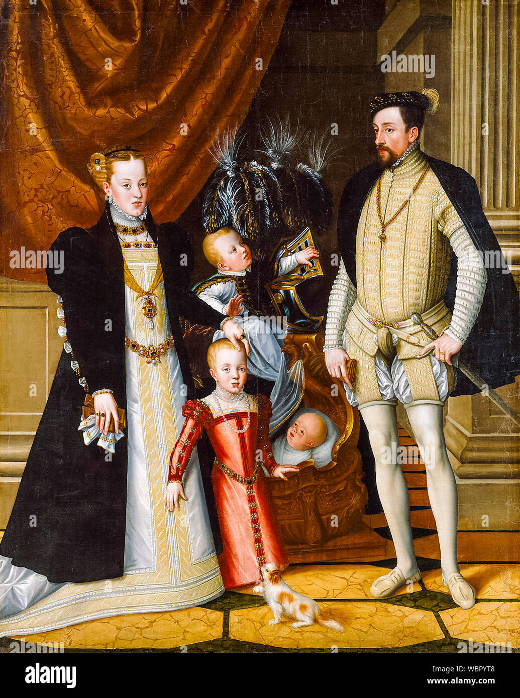 Giuseppe Arcimboldo, Kaiser des Heiligen Römischen Reiches, Maximilian II. von Österreich, und seiner Frau, Infantin Maria von Spanien, mit ihren Kindern, Portrait Malerei, 1563 Stockfoto