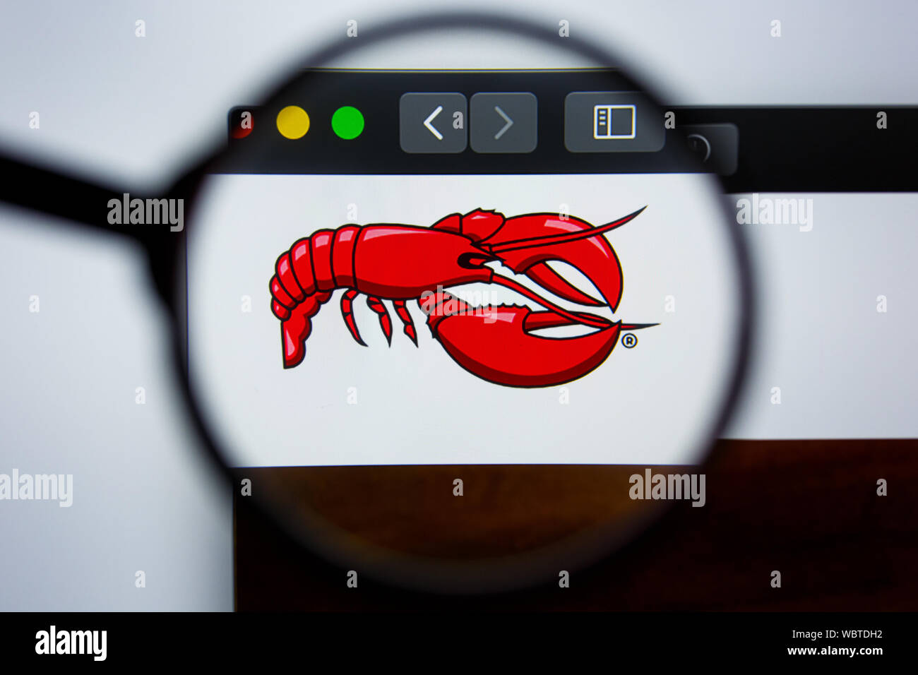 Los Angeles, Kalifornien, USA - 21. Jule2019: Illustrative Editorial von REDLOBSTER.COM Website Homepage. RED LOBSTER Logo sichtbar auf dem Anzeigebildschirm angezeigt. Stockfoto