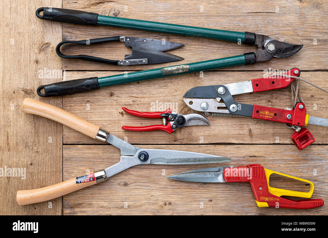 Auswahl an Garten Beschneidung tools. Stockfoto