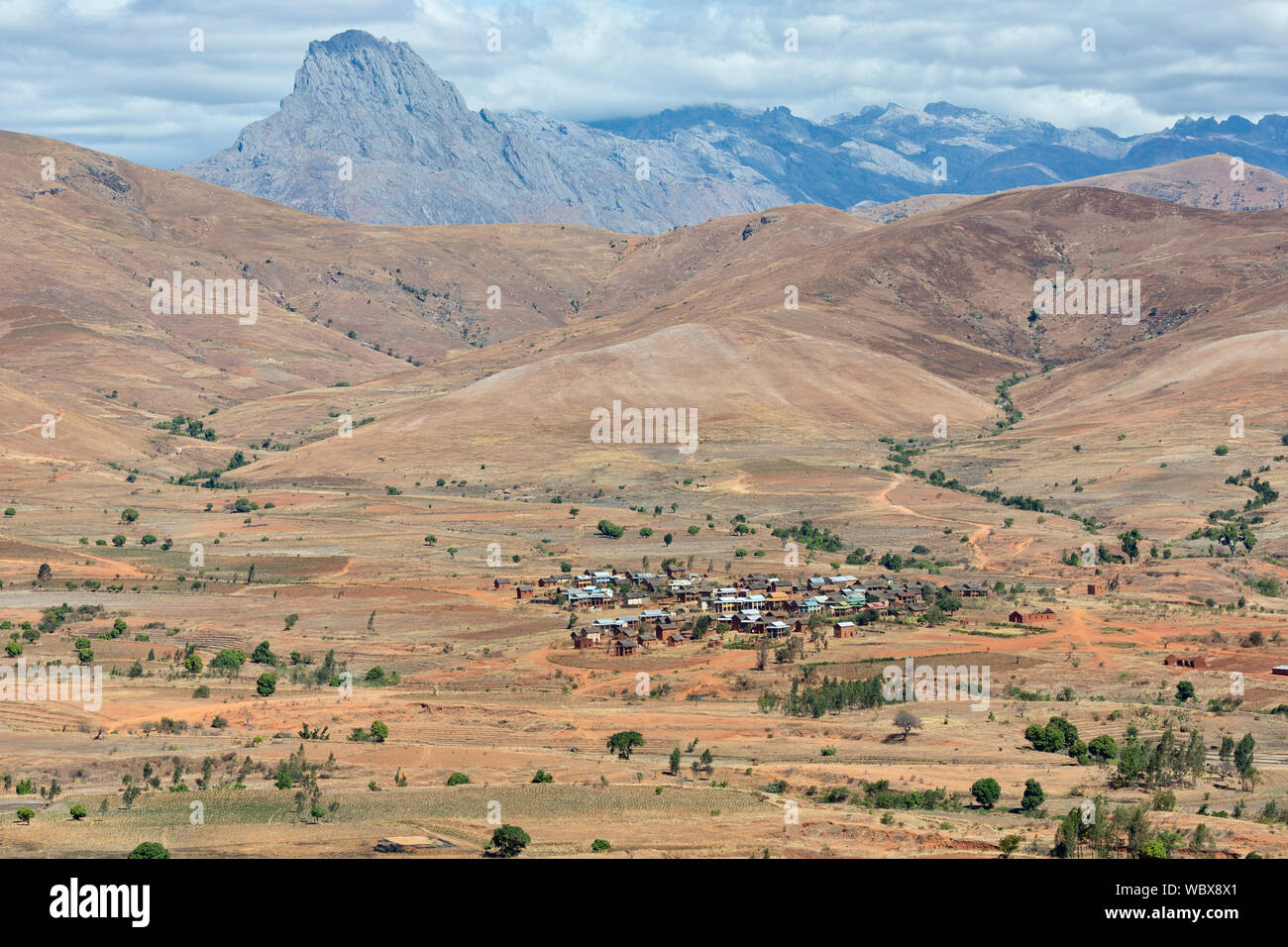 Zentrale Madagaskar, zur Veranschaulichung von Brandrodung und die Zerstörung der Lebensräume massiv. Stockfoto