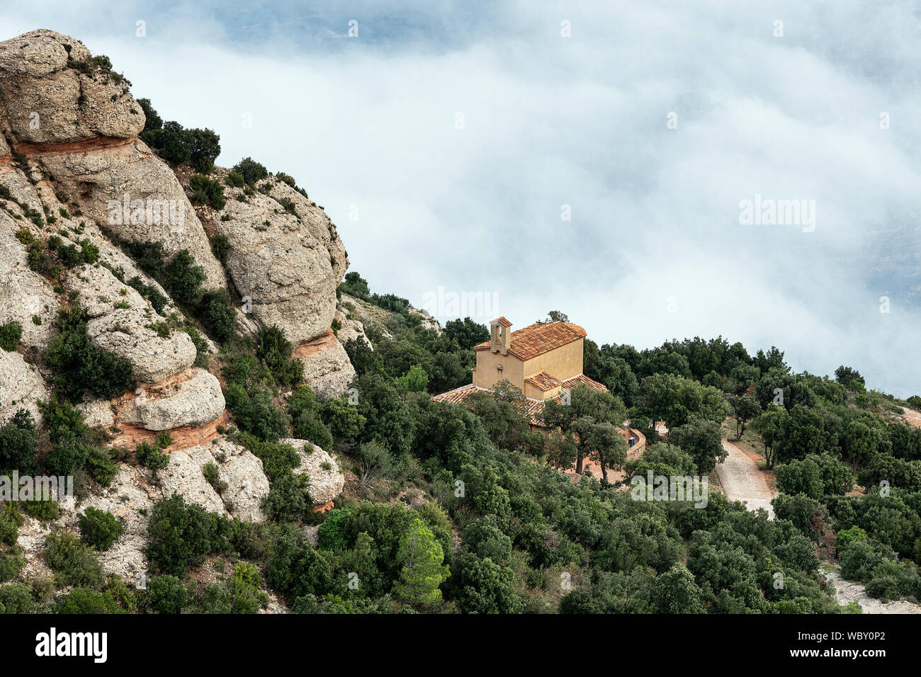 Remote Kapelle, Santa Maria de Montserrat Abbey, Roquetas de Mar, Katalonien, Spanien. Stockfoto