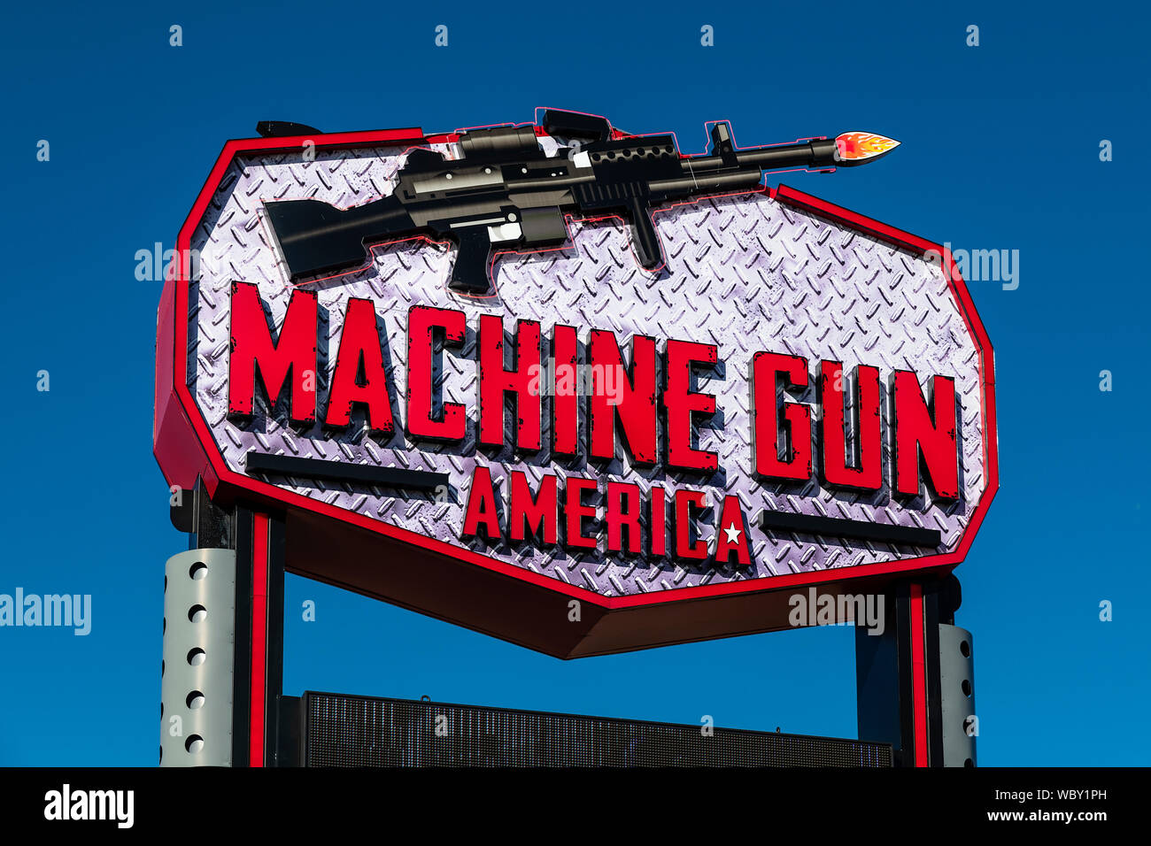Machine Gun Amerika Schießstand Anziehungskraft, Kissimmee, Florida, USA. Stockfoto