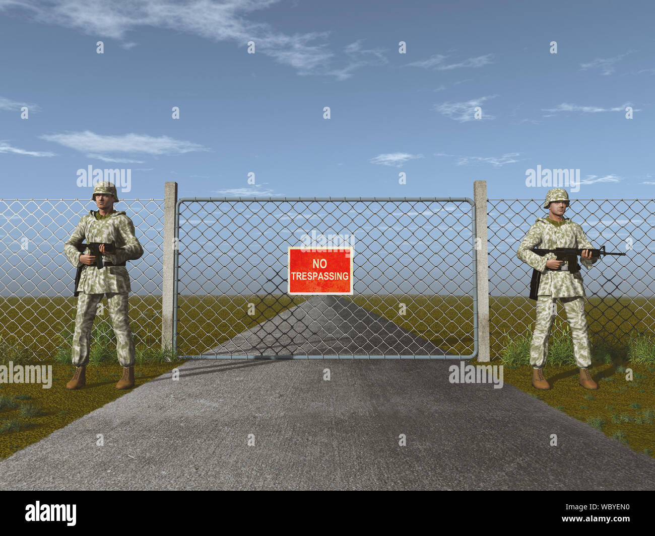 Wachsoldaten vor einem Tor Stockfoto