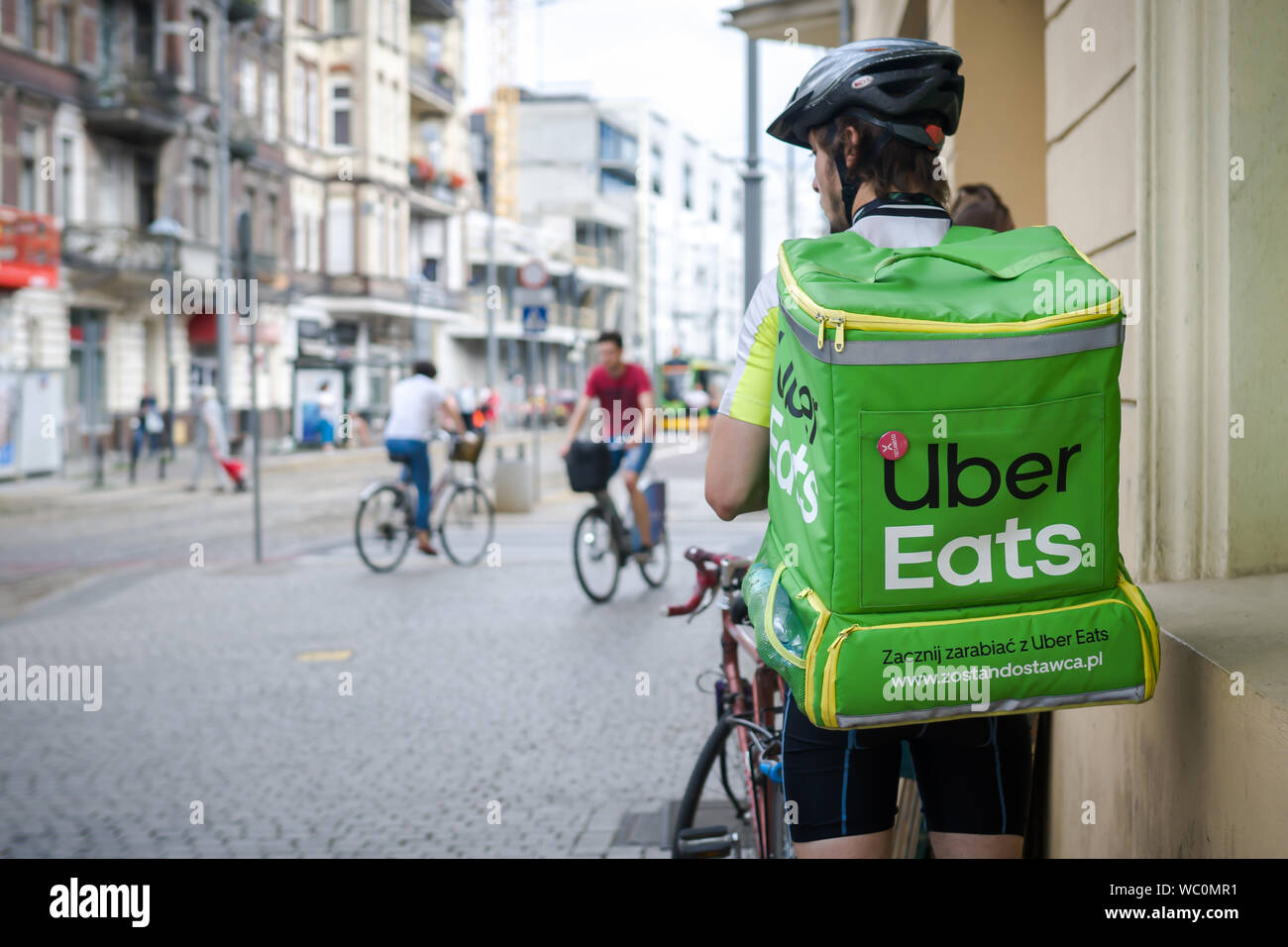 Uber isst Lieferung Service der Stadt. Stockfoto