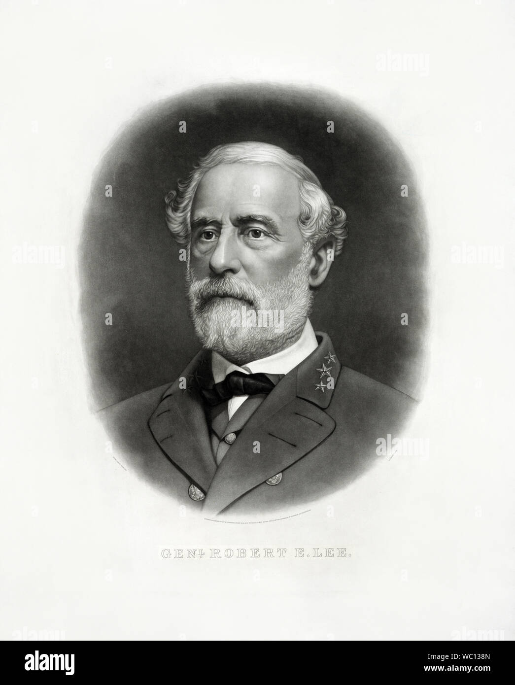 Robert E. Lee (1807-70), Amerikanischer und Confederate Soldier, Kommandeur der Confederate States Army während des Amerikanischen Bürgerkrieg 1862-65, Kopf und Schultern Porträt, von Bradley & Company, 1870 veröffentlicht. Stockfoto