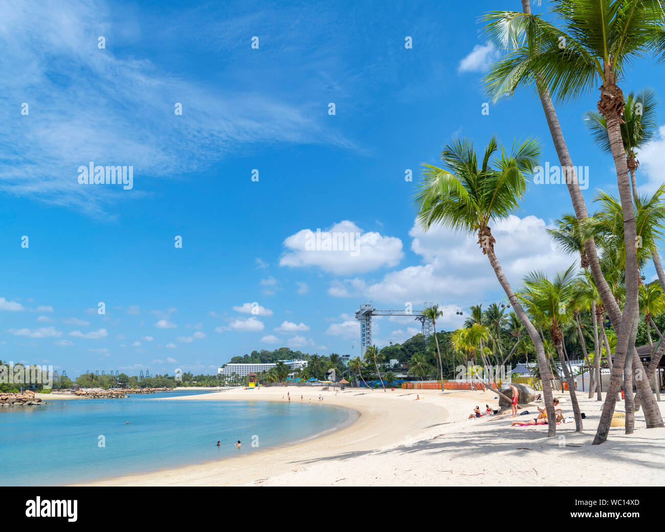 Siloso Beach auf Sentosa Island, Singapur Stockfoto