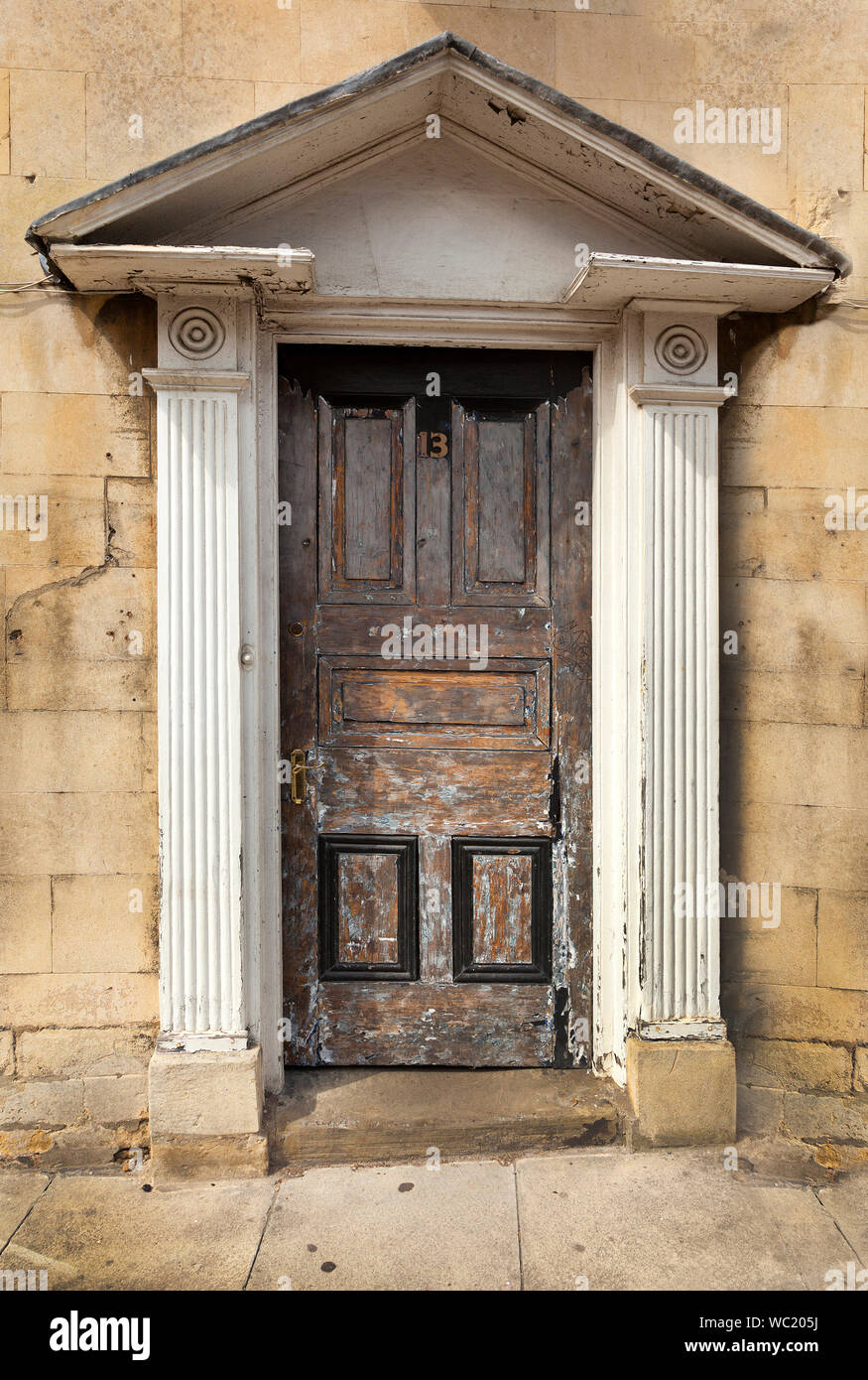 Georgianische Architektur Vordertür, in Stamford, Lincs, Großbritannien Stockfoto