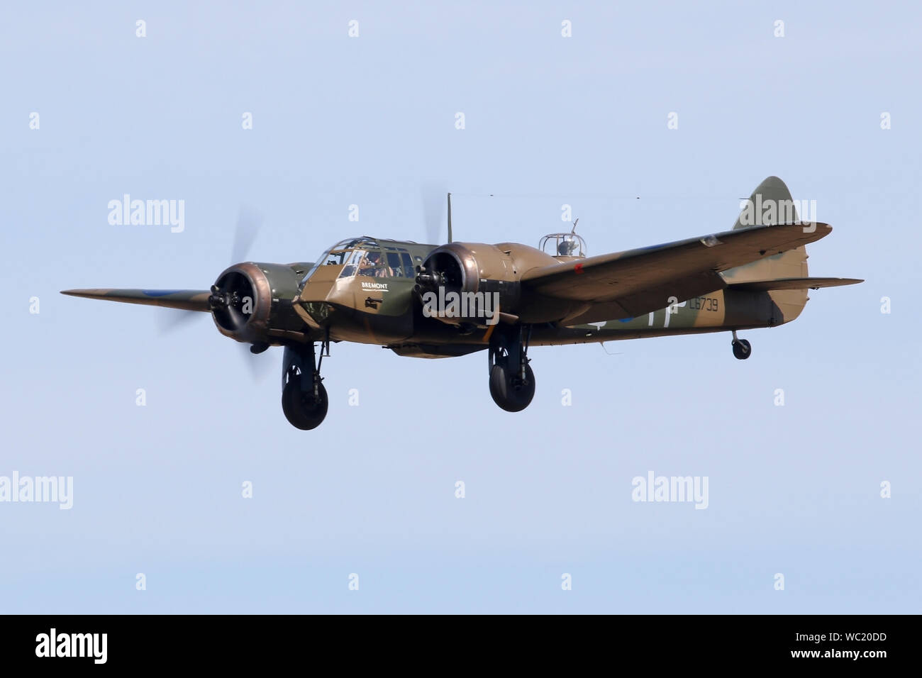 Die einzige flugfähige Blenheim im Endanflug in Wattisham für die Basen Familien Tag. Blenheim ist von hier bei Ausbruch des Krieges betrieben. Stockfoto