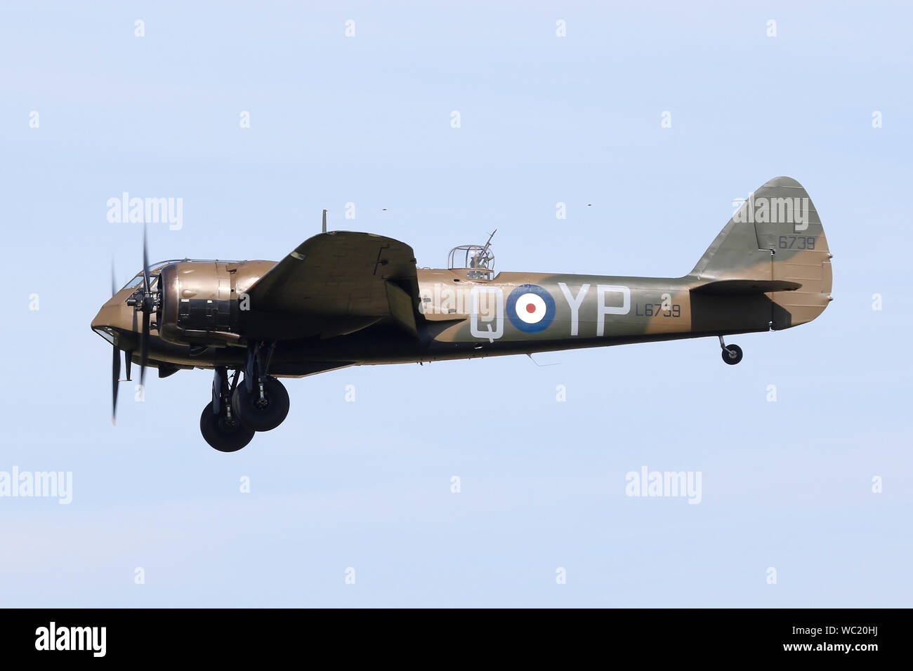 Die einzige flugfähige Blenheim im Endanflug in Wattisham für die Basen Familien Tag. Blenheim ist von hier bei Ausbruch des Krieges betrieben. Stockfoto