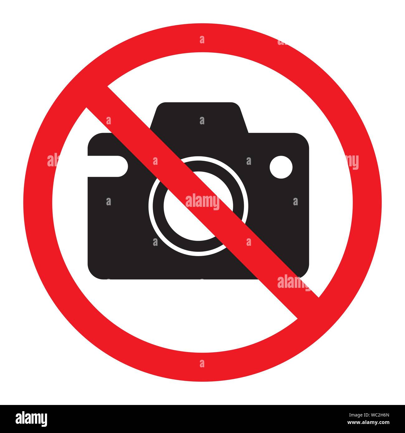 Verbot der Zeichen foto video Fotografieren verboten ist, Vektor kein Foto, Warnzeichen nicht zu schießen, roter Kreis durchgestrichen Kamera. Isolierte Abbildung Stock Vektor