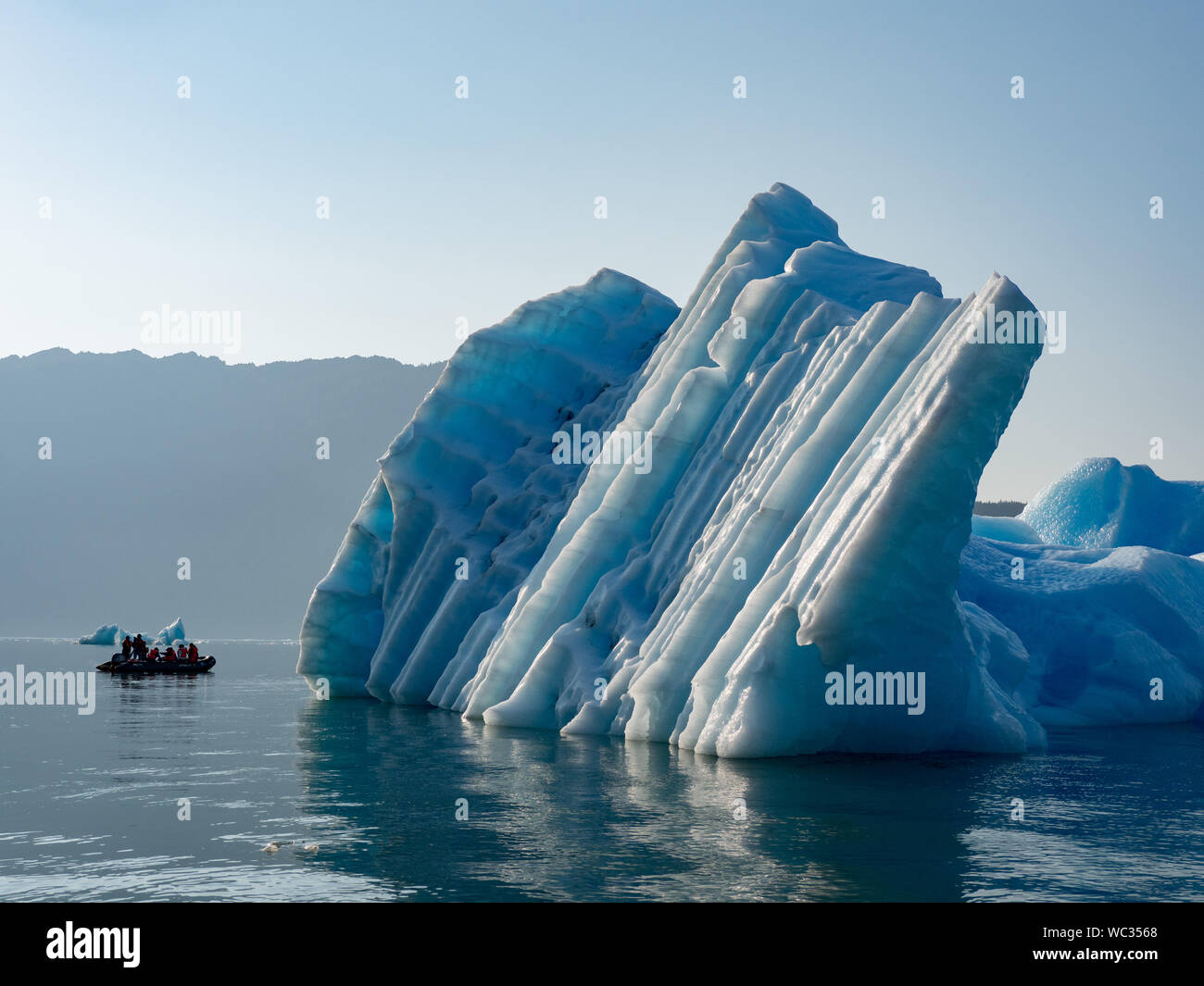 Wunderschönes blaues Gletschereis vom Leconte-Gletscher in der Nähe von Petersburg Alaska, USA Stockfoto