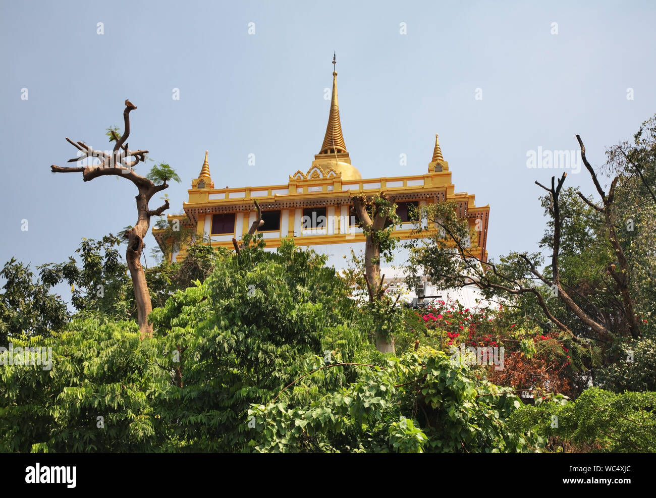 Wat Saket Ratcha Wora Maha Wihan Tempel - Phu Khao Thong (goldener Berg) in Bangkok. Königreichs Thailand Stockfoto