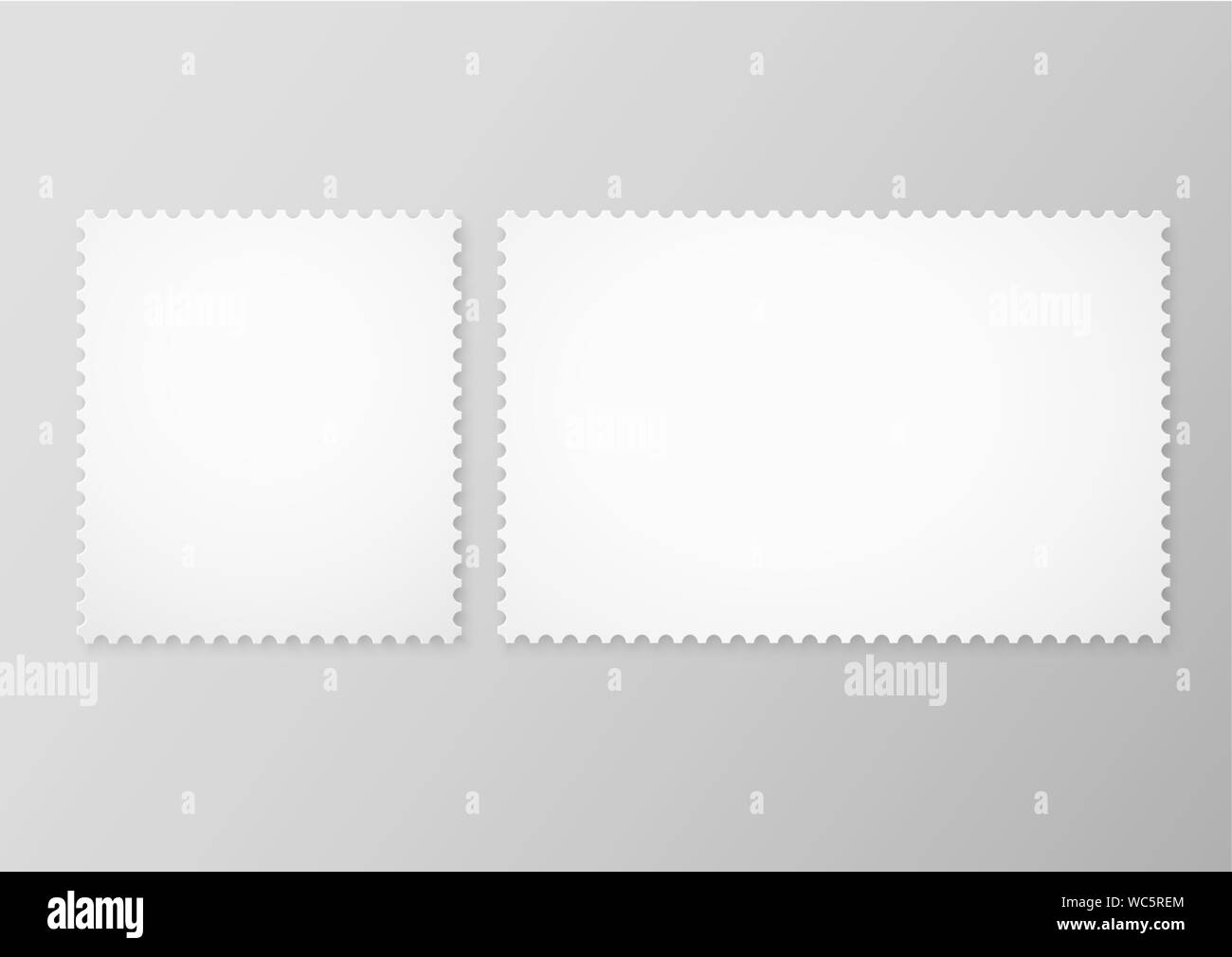 Vektor einrichten von leeren Briefmarken auf grauem Hintergrund. Leer Briefmarken frames. Vector EPS 10. Stock Vektor