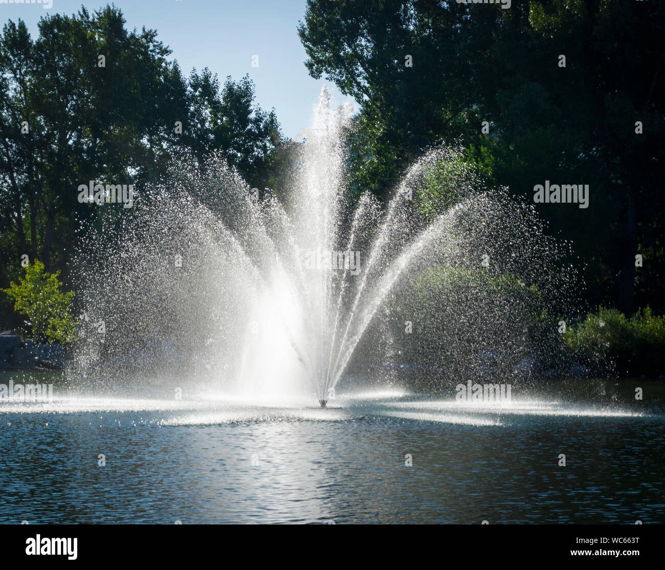 Wasser der Brunnen Prince Island Park Calgary, Alberta Stockfoto