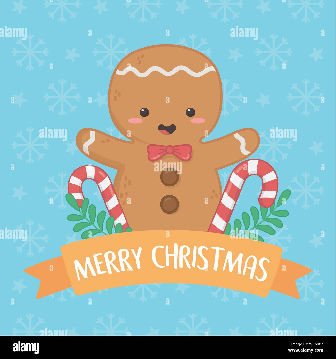 Merry Merry Christmas Card mit Ginger cookie Vector Illustration Design Stock Vektor