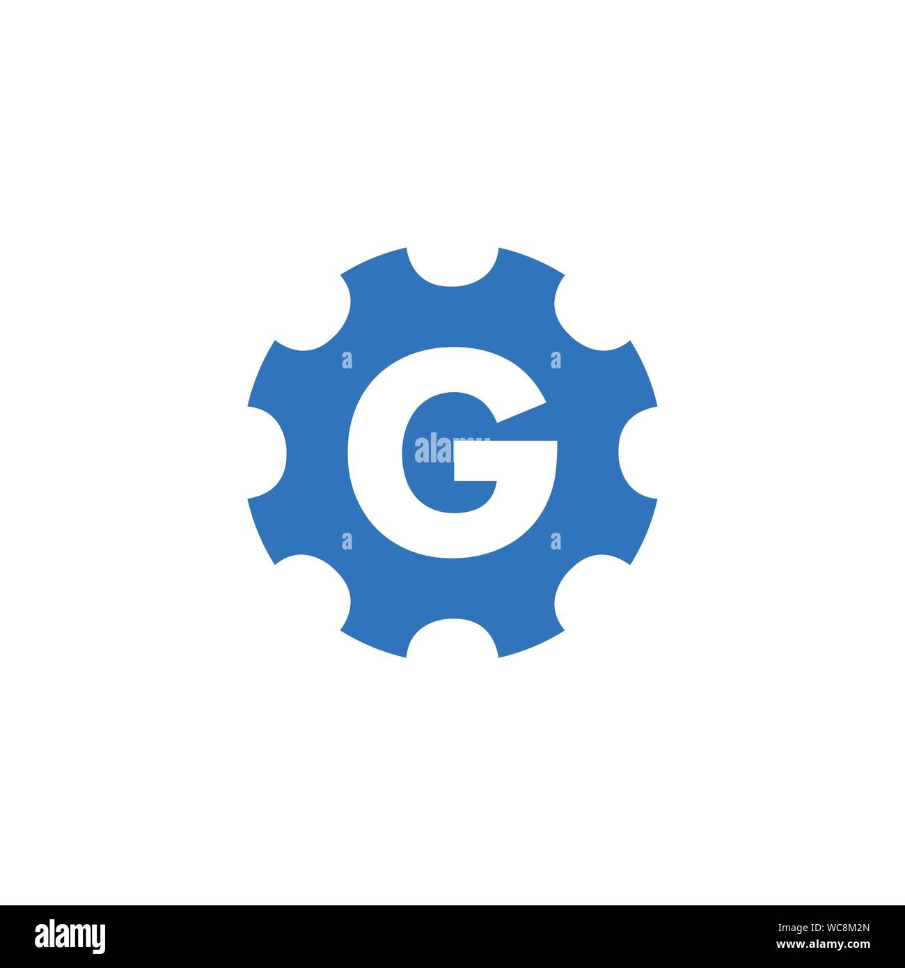 Buchstabe G Gear Engineer Logo Design Template Element. Vektor Illustration auf weißem Hintergrund. Stock Vektor