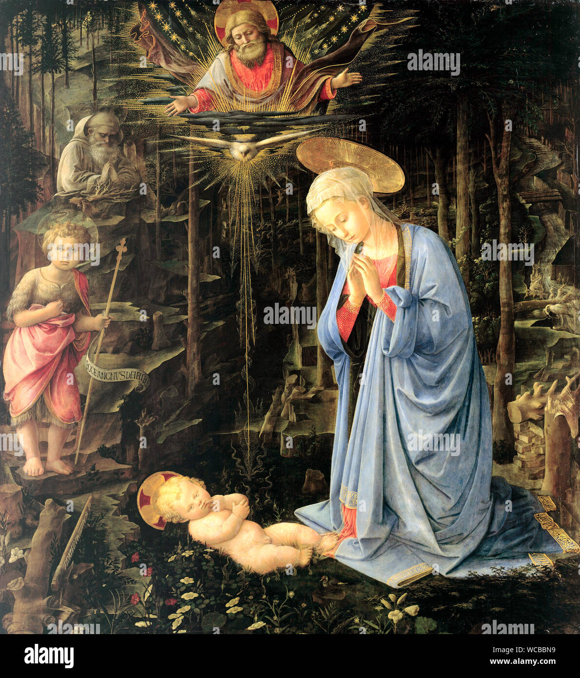 Anbetung im Wald - Filippo Lippi, ca. 1459 Stockfoto