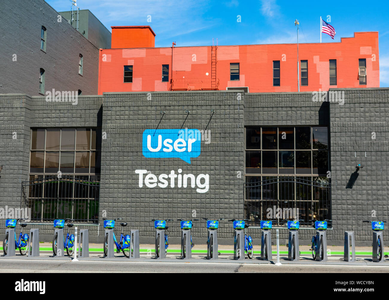 User Testing Zeichen auf der Hauptsitz von Softwareunternehmen, das Unternehmen Großartige Benutzerfunktionalität erstellen Stockfoto