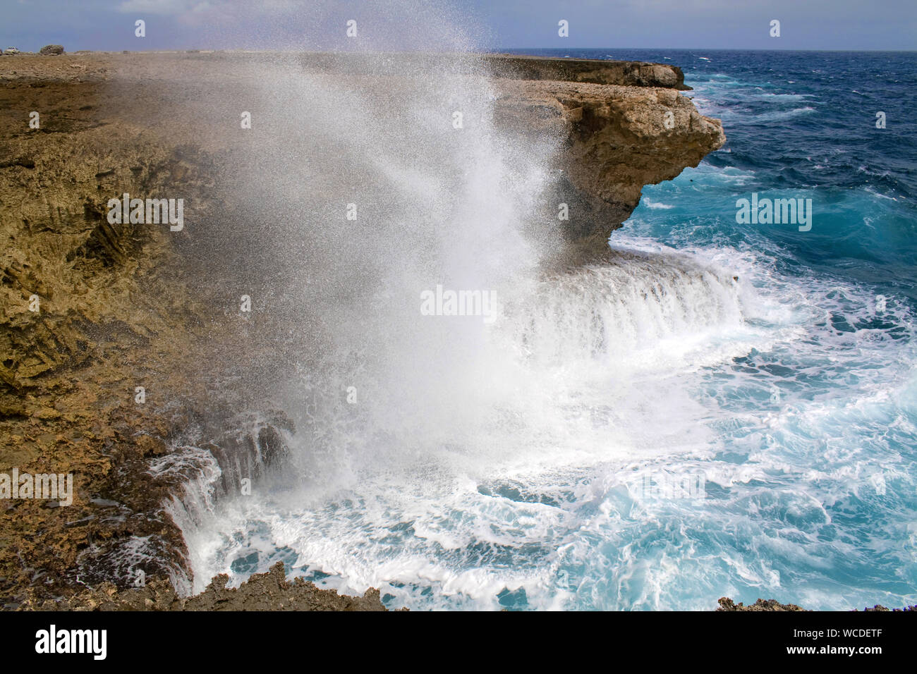 Schwankende Wogen, rauhen Osten von Bonaire, Washington Slagbaai Nationalpark, STINAPA, Bonaire, Niederländische Antillen Stockfoto