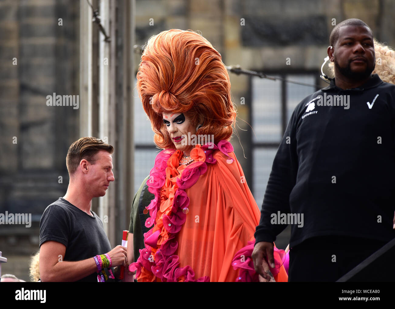 AMSTERDAM, NIEDERLANDE - 4 August 2019. Staubige Gersanowitz während der Feier der Amsterdam Pride Festival 2019 Stockfoto