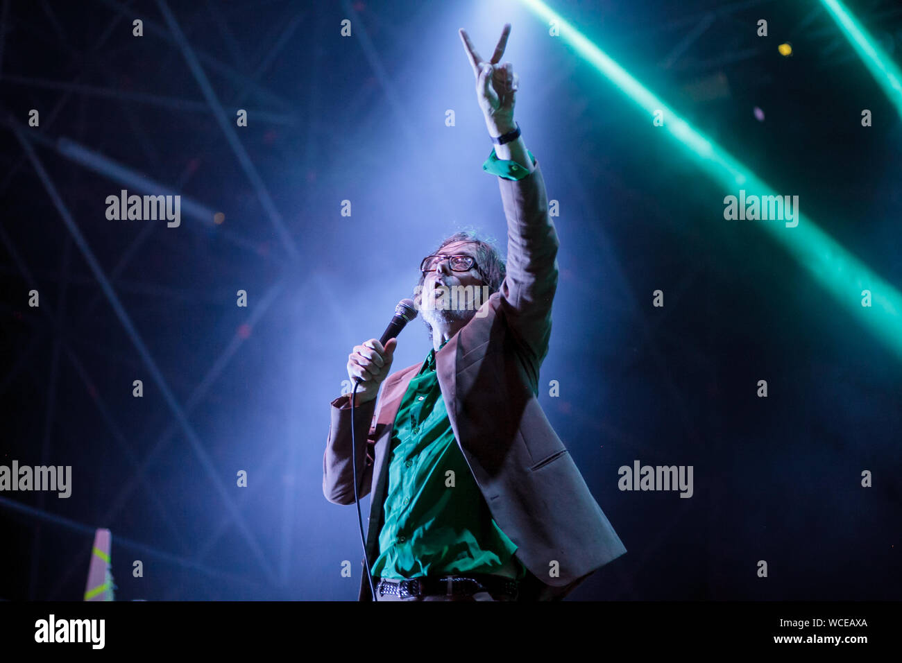 2019, August 25 Turin, Italien, Jarvis Cocker, Sänger der Zellstoff- band, führt seine Live persönliche zeigen Jarv ist Stockfoto