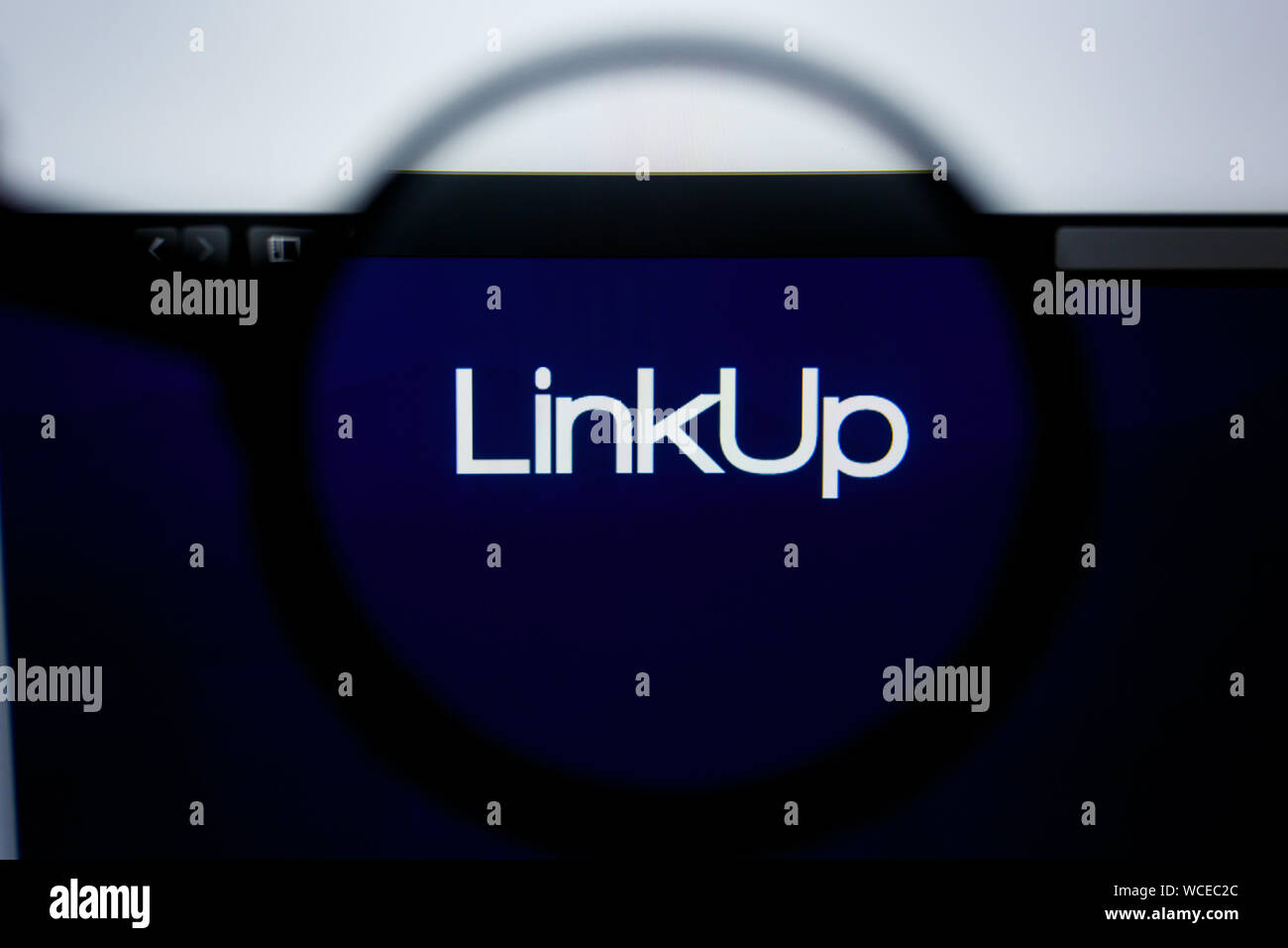 Los Angeles, Kalifornien, USA - 29 Jule2019: Illustrative Editorial von LINKUP.COM Website Homepage. LINK UP Logo sichtbar auf dem Anzeigebildschirm angezeigt. Stockfoto