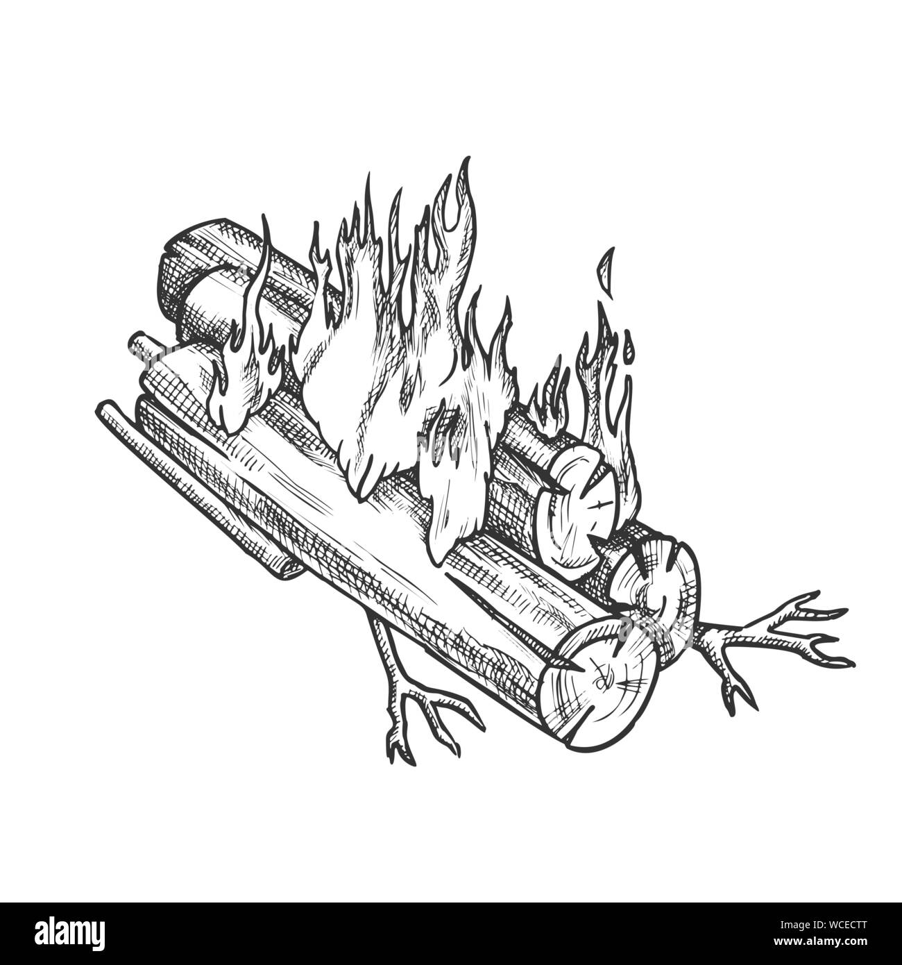 Traditionelle brennenden Holz Holz Vintage Vektor Stock Vektor