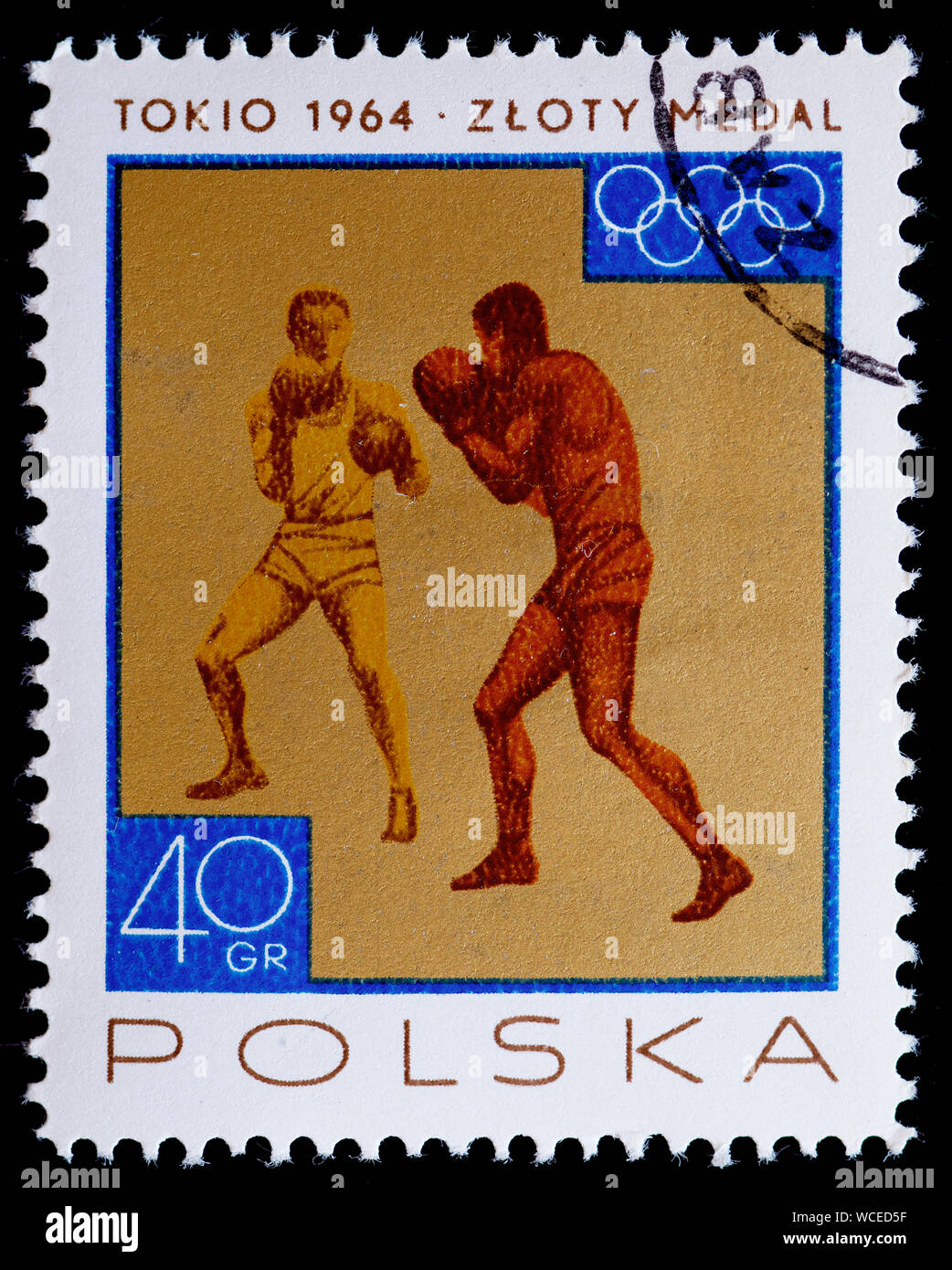 Polen Briefmarke - Boxen Stockfoto