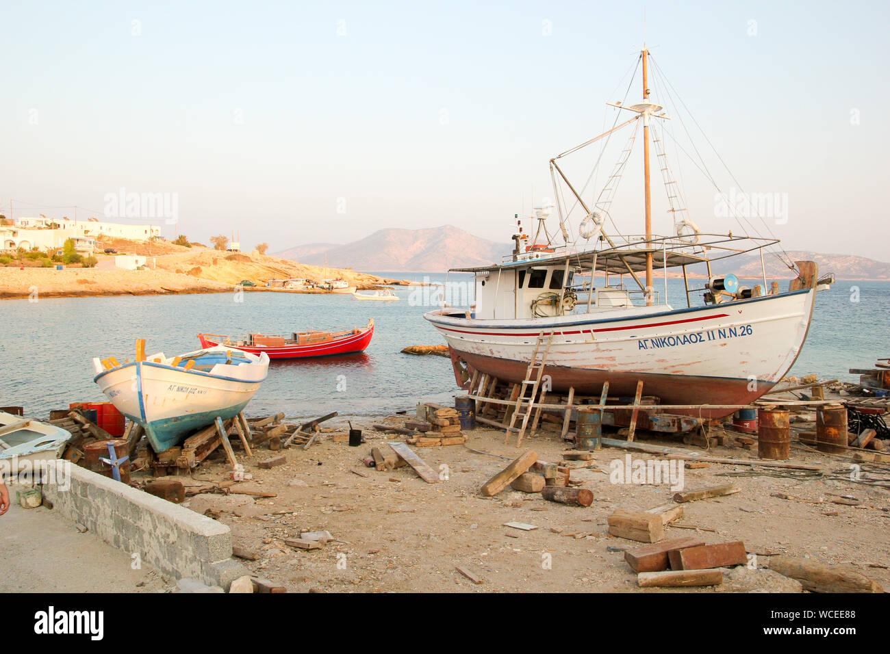 Hafenansicht von Koufonissi Stockfoto