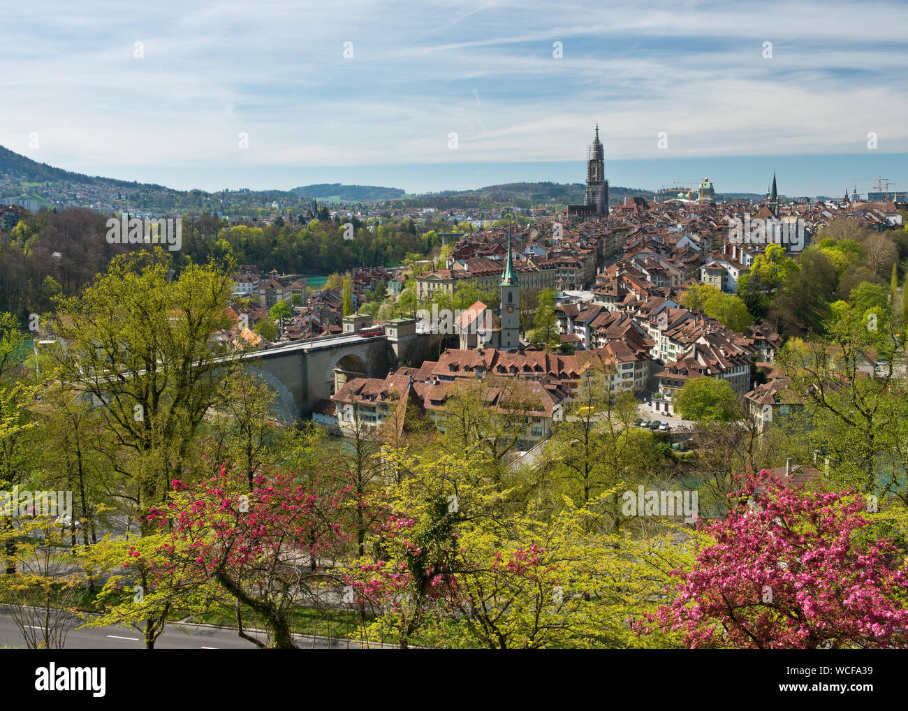 Erhöhter Blick über die Berner Altstadt. Bern, Schweiz Stockfoto