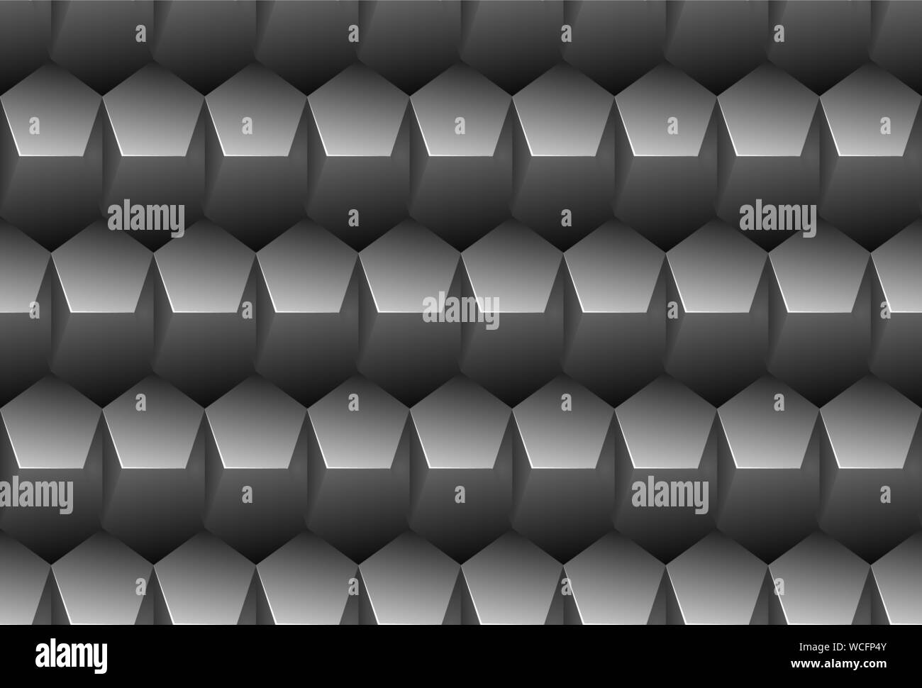 Vektor grau Prägemuster Kunststoff pentagon Grid nahtlose Hintergrund. Endlos Texture. Webseite füllen dunklen geometrische Muster. Stock Vektor