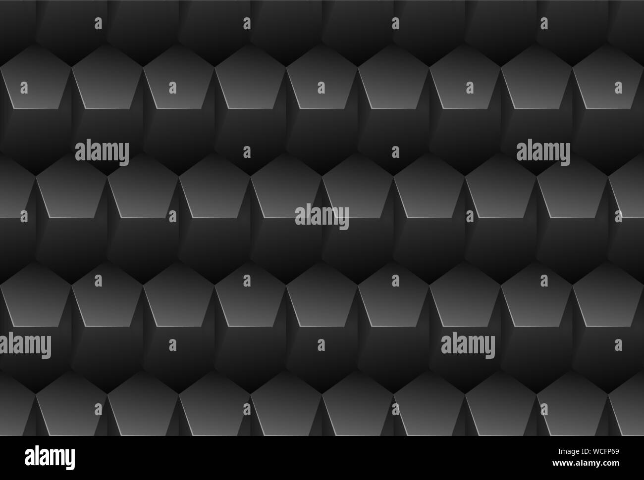 Vector schwarz Prägemuster Kunststoff pentagon Grid nahtlose Hintergrund. Endlos Texture. Webseite füllen dunklen geometrische Muster. Stock Vektor