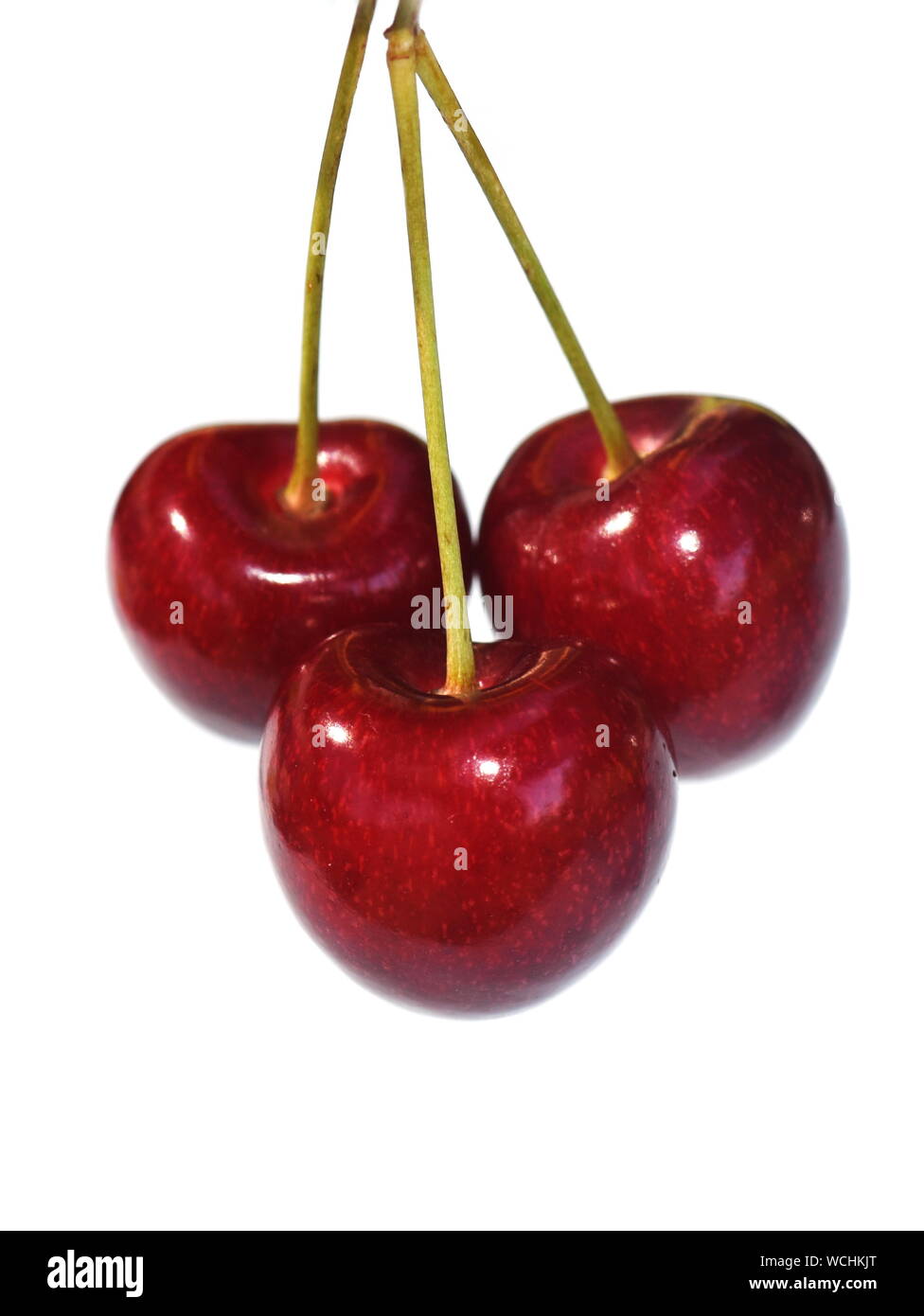 Rote Kirschfrucht isoliert auf weißem Hintergrund Stockfoto