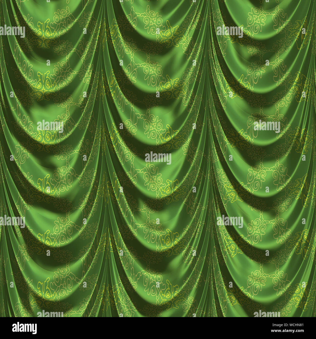Vintage green satin Vorhänge mit Muster Hintergrund Stockfotografie - Alamy