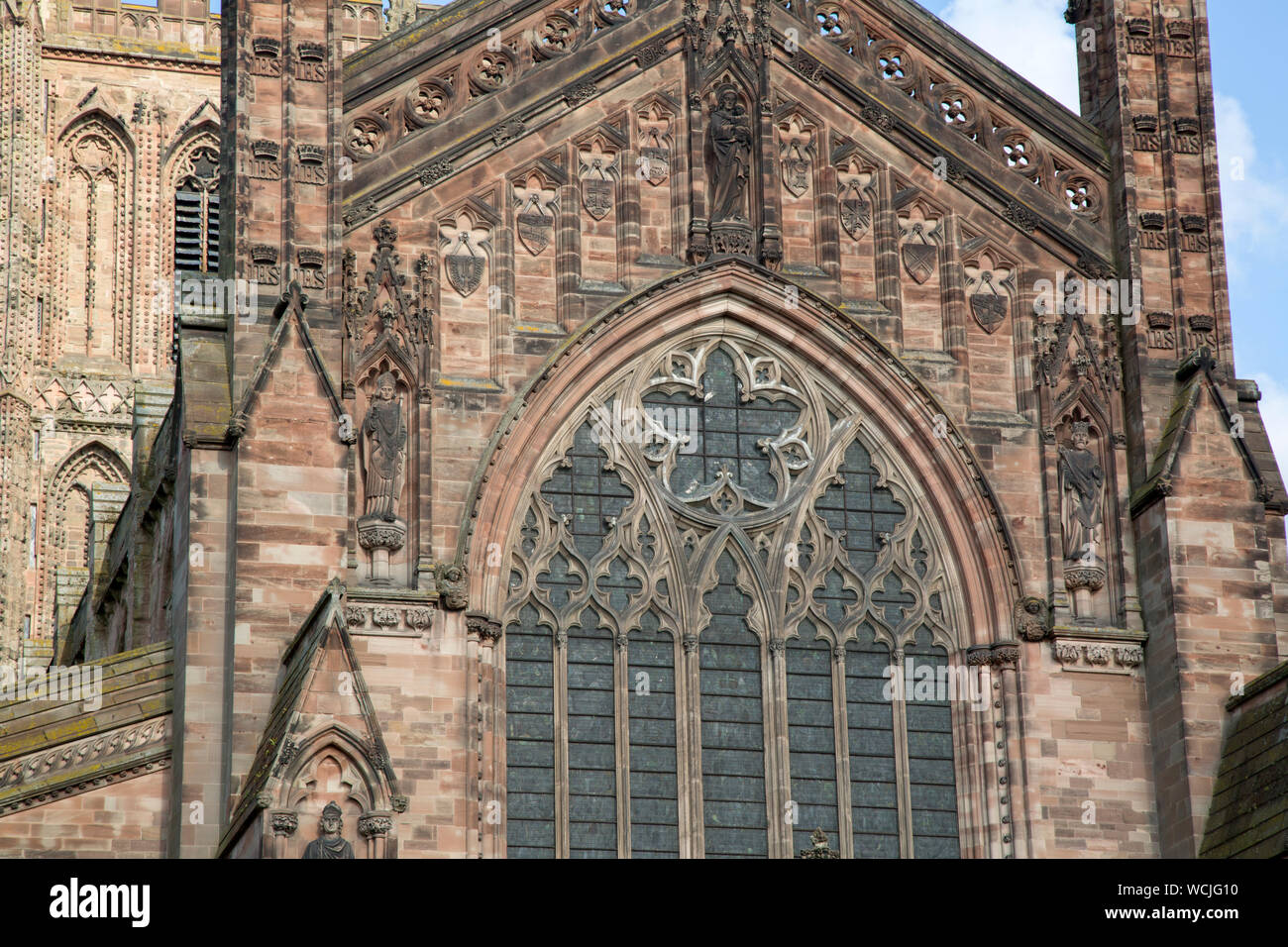 Kathedrale Kirche Fassade, Hereford, England, Großbritannien Stockfoto