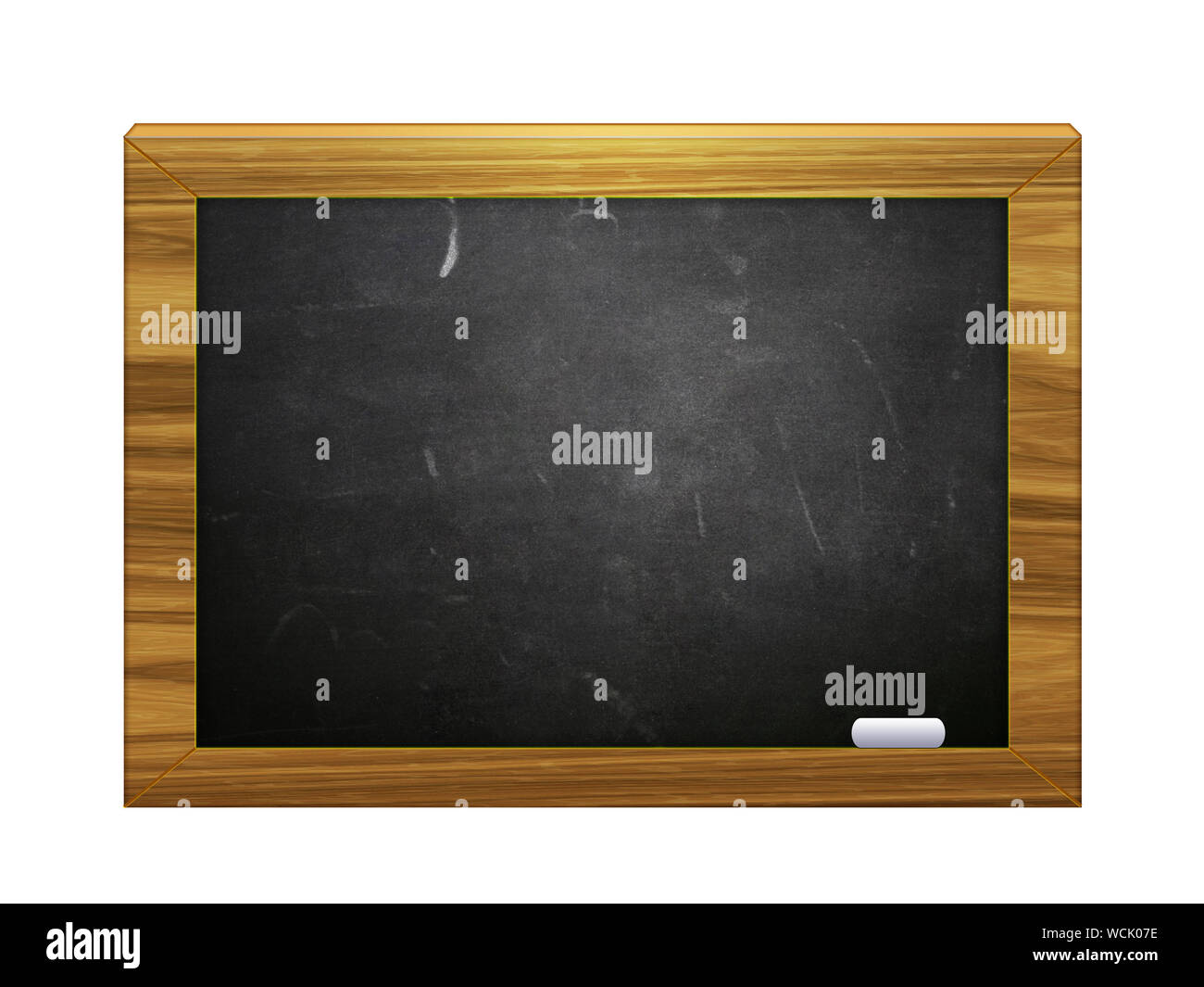 Abbildung: 3d chalckboard mit Kreide auf weißem Hintergrund. Stockfoto