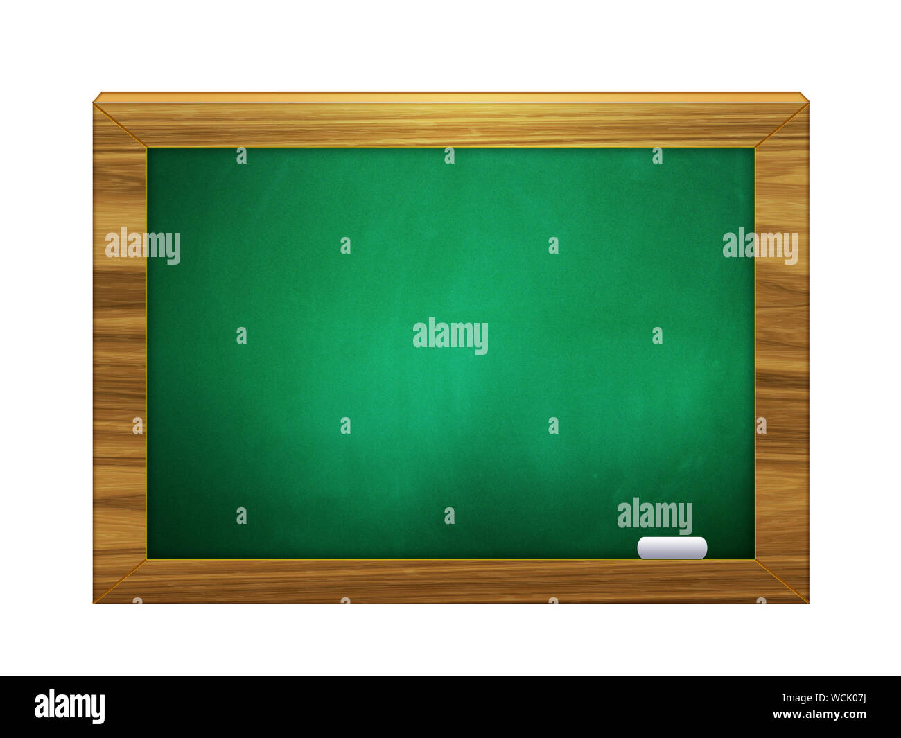 Abbildung: 3D-grün chalckboard mit Kreide auf weißem Hintergrund. Stockfoto